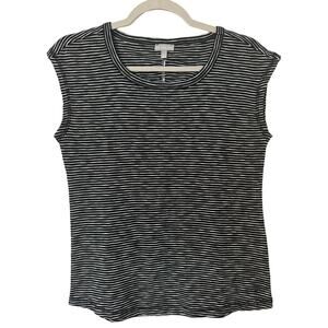 T by Talbots Black and White Striped‎ Cap Sleep Shirt Size Small